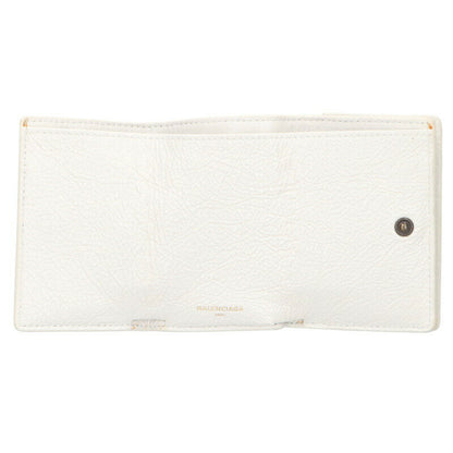 Balenciaga Trifold Leather Wallet White