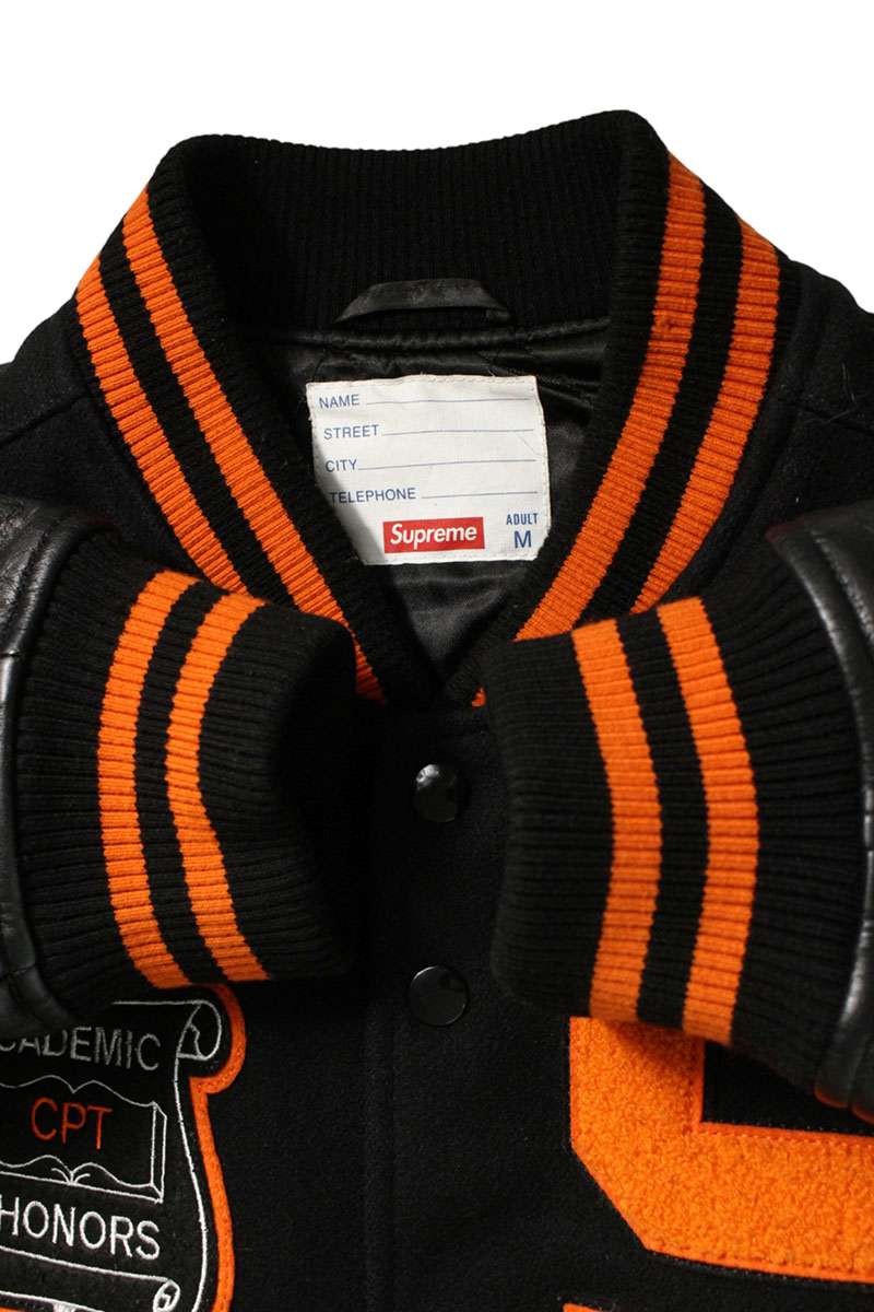 Supreme 19AW Team Varsity Jacket Black x Orange Size M