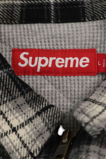 Supreme 25AW Thermal Lined Zip Up Flannel Shirt Black x White Size L