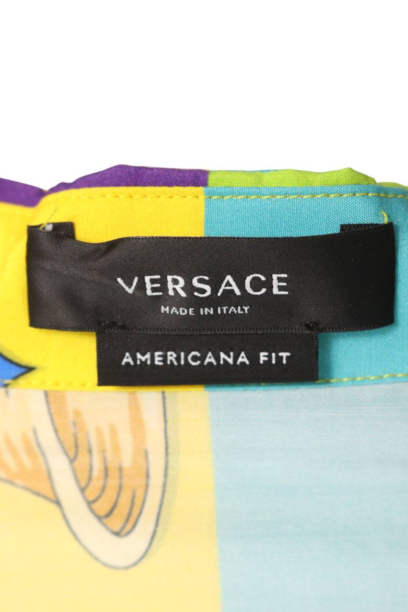 Versace Cotton Silk Short Sleeve Shirt Multi Size S