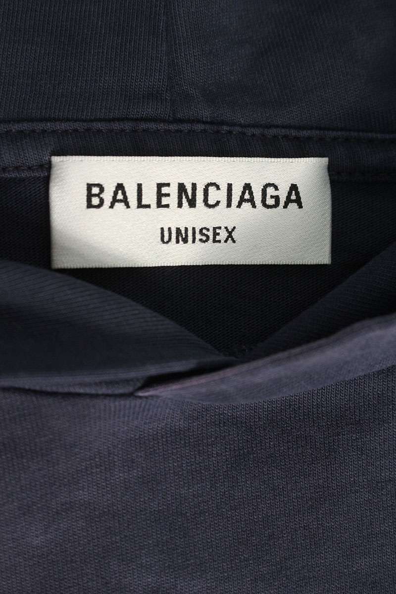 Vintage Balenciaga Tops - BALENCIAGA Print Distressed College Pullover Hoodie Blue Size S - Authentic Archive