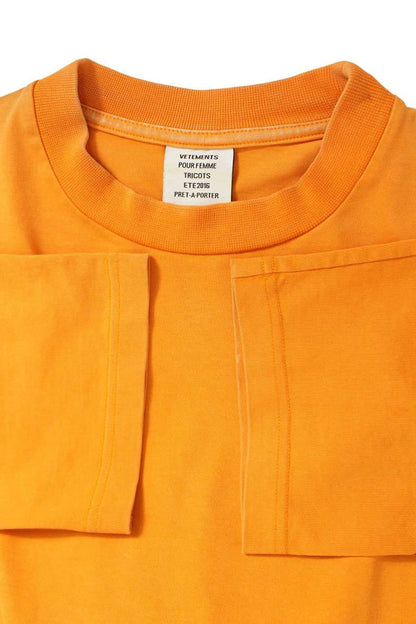 Vetements Logo Print Long Sleeve T-Shirt Orange Size S