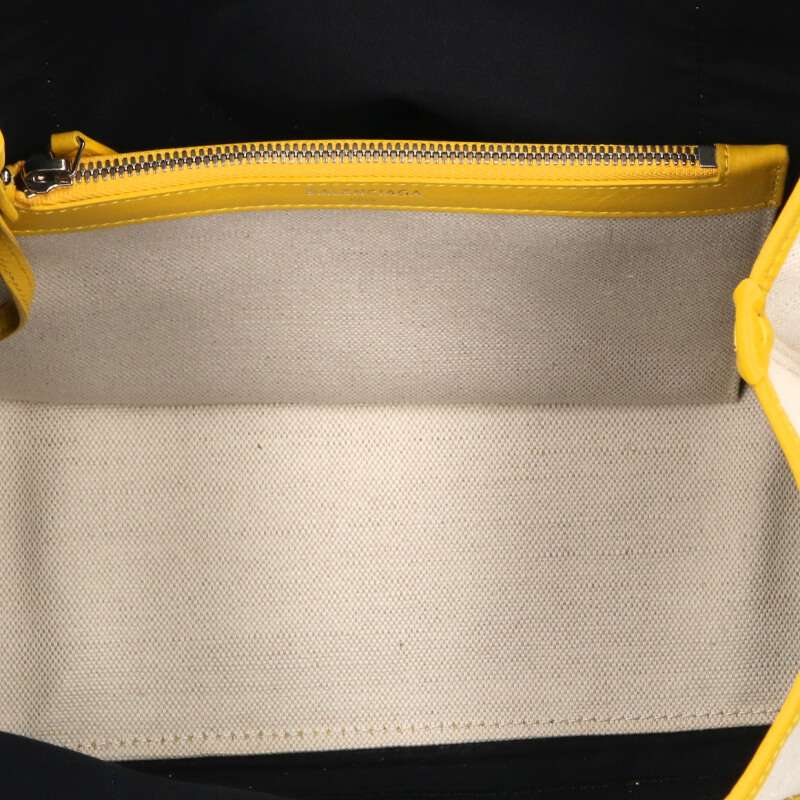 Balenciaga Navy Canvas calfskin handbag White x Yellow One Size