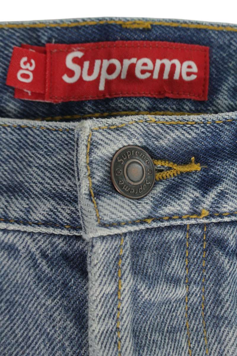 Supreme 26SS Logo Embroidered Denim Pants Blue Size 30
