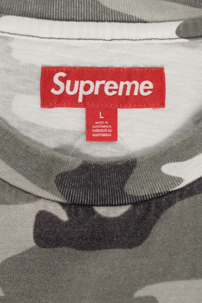Supreme Washed S S Top Camo Logo Embroidered T-Shirt Gray x White x Black Size L