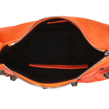 Balenciaga Leather Stud Shoulder Bag Orange x Silver