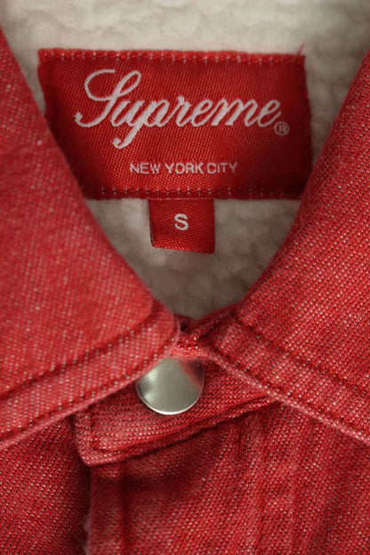 Supreme 18AW Sherpa Lined Denim Shirt Red Size S
