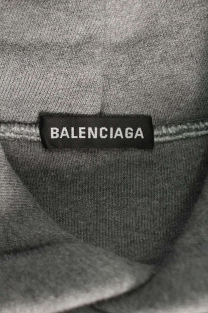 Balenciaga Logo Embroidered Hoodie Gray Size XS