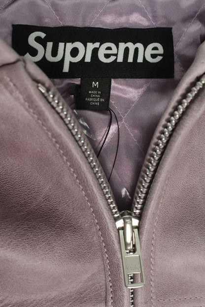 Supreme Studded Hooded Leather Jacket Blouson Pink Size M