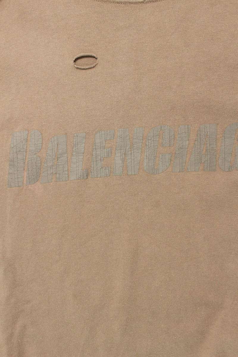 Balenciaga Logo Print T-Shirt Brown Size XS