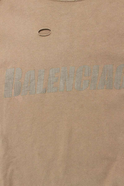 Balenciaga Logo Print T-Shirt Brown Size XS