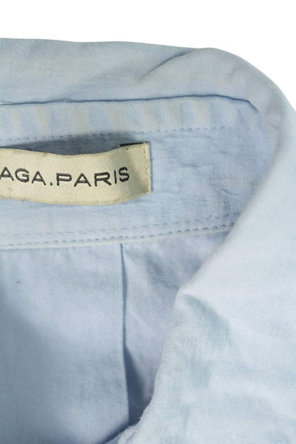BALENCIAGA Epaulette Long Sleeve Shirt Blue Size S