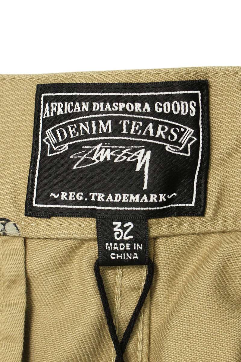 DENIM TEARS x Stussy 25SS DT SS WREATH CHINO Logo Print Long Pants Beige Size 32
