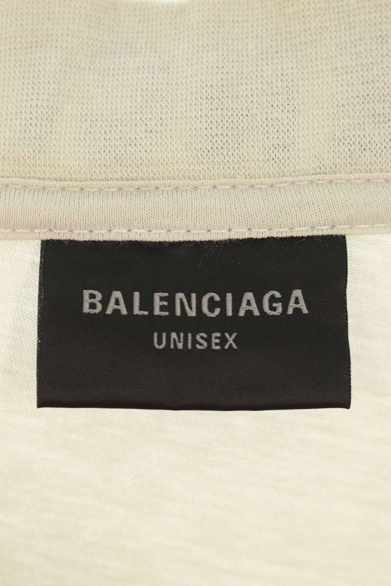 Balenciaga Logo Embroidered Distressed Long Sleeve T-Shirt Gray Size 4
