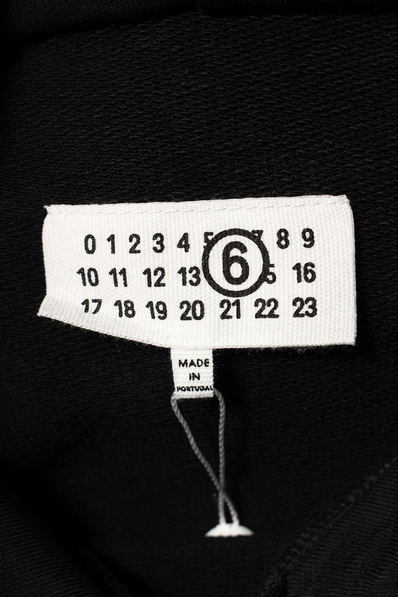 MM6 Numbering Print Pullover Hoodie Black Size L