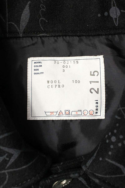 Sacai 20AW Print Blouson Black x Gray Size L