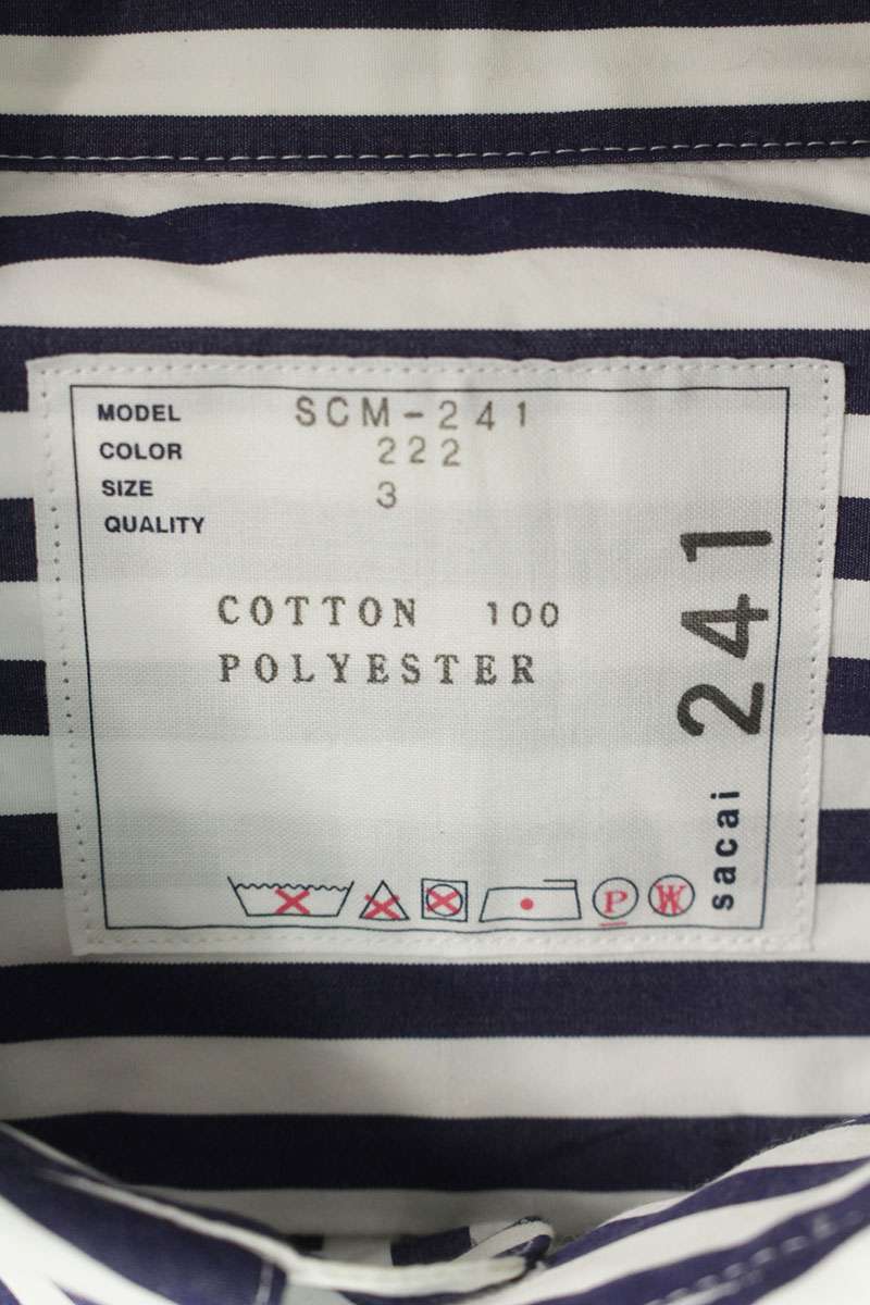 Sacai 25SS Striped Cotton Poplin Long Sleeve Shirt White x Blue Size L