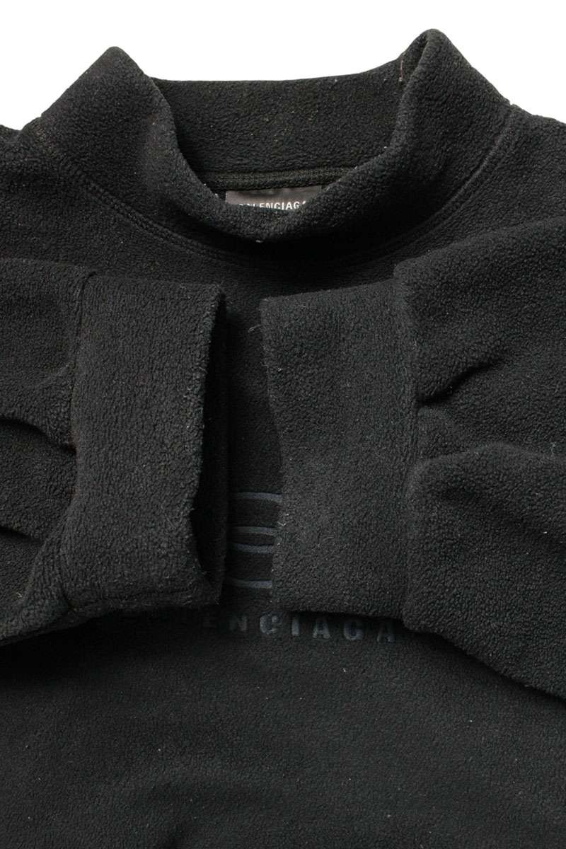 Balenciaga 23AW logo embroidery Fleece Sweatshirt Black Size XXS