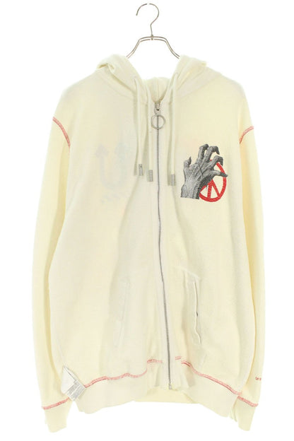 Undercover x Off White Print Zip Up Hoodie White Size L