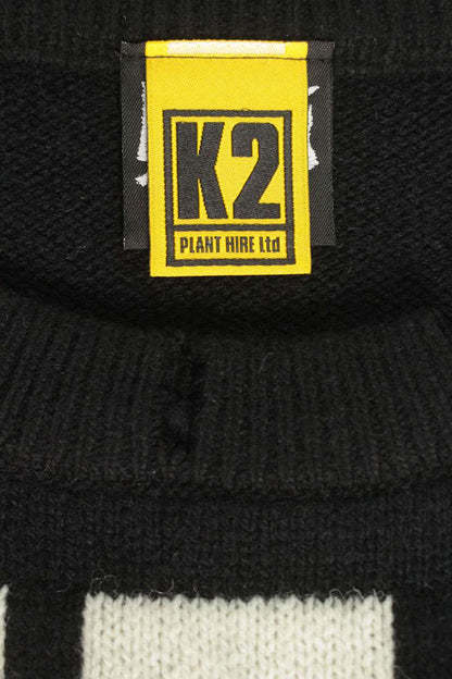 Saint Michael 25AW KLF Embroidered Distressed Knit Sweater Black Size XL