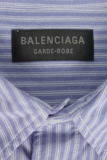 BALENCIAGA Striped Fluid Lyocell Shirt Blue Size L
