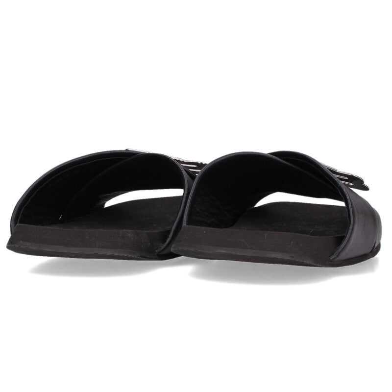 Balenciaga SUNSET FLAT MULE Logo Sandals Black x Silver Size 40