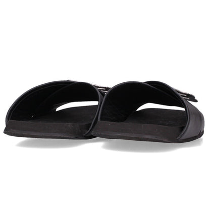 Balenciaga SUNSET FLAT MULE Logo Sandals Black x Silver Size 40