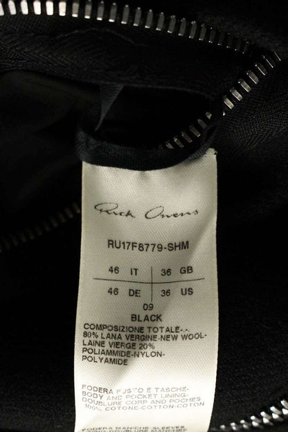 Rick Owens Melton Stand Collar Coat Black Size S
