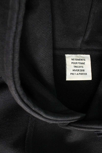 Vetements 17AW Logo Print Pullover Hoodie Black Size XS