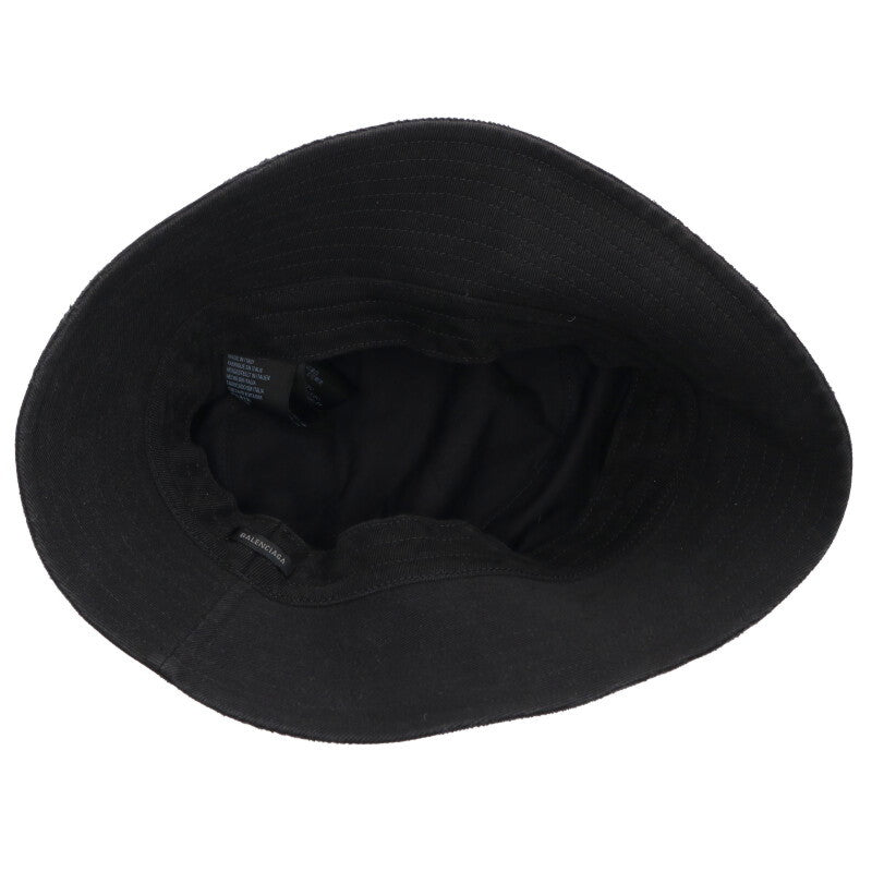 Balenciaga logo embroidery Distressed Bucket Hat Black Size L