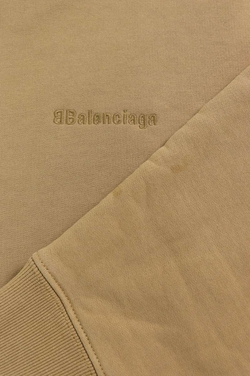 Balenciaga Logo Embroidered Pullover Hoodie Brown Size M