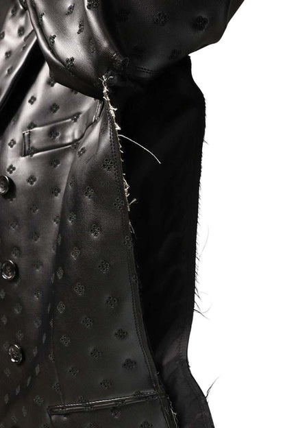 Comme des Garcons 23AW AD2022 Embroidered Leather Jacket Black Size S