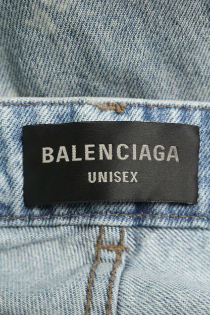 Balenciaga Logo All-Over Print Denim Pants Blue Size XS