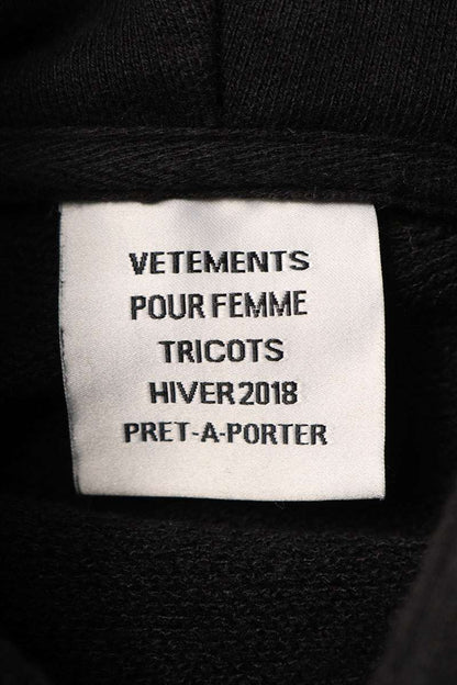 Vetements 17AW Logo Print Pullover Hoodie Black Size S