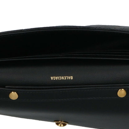 Balenciaga Logo Leather Chain Shoulder Bag Black x Gold