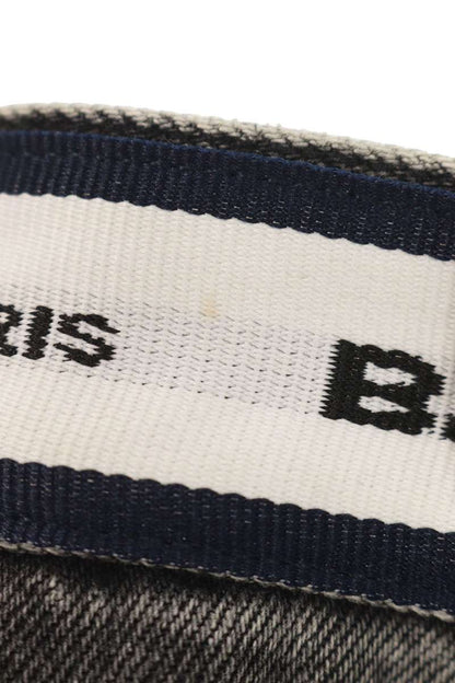 Balenciaga 21SS Waist Logo Well-Washed Denim Pants Gray Size XS