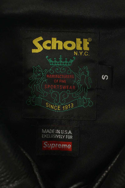 SUPREME x schott 23AW Leather Car Coat Black Size S