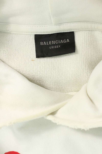 Balenciaga 23AW College Logo Distressed Hoodie White x Red Size S