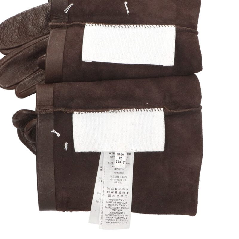 Maison Margiela 23AW Leather gloves Brown Size M