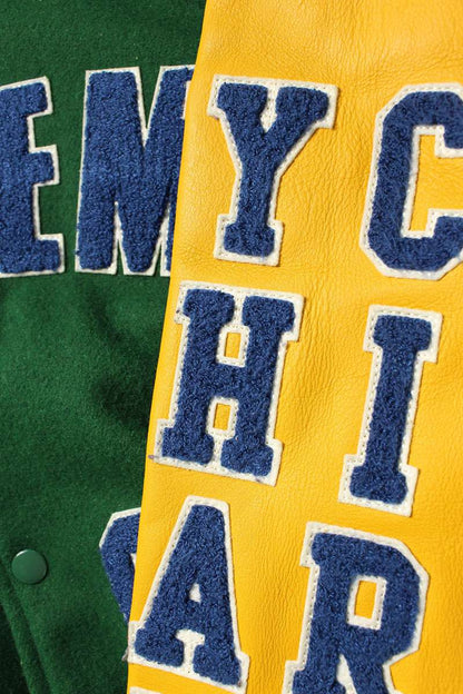Supreme 25SS Praises Varsity Jacket Logo Patchwork Blouson Green x Yellow Size M