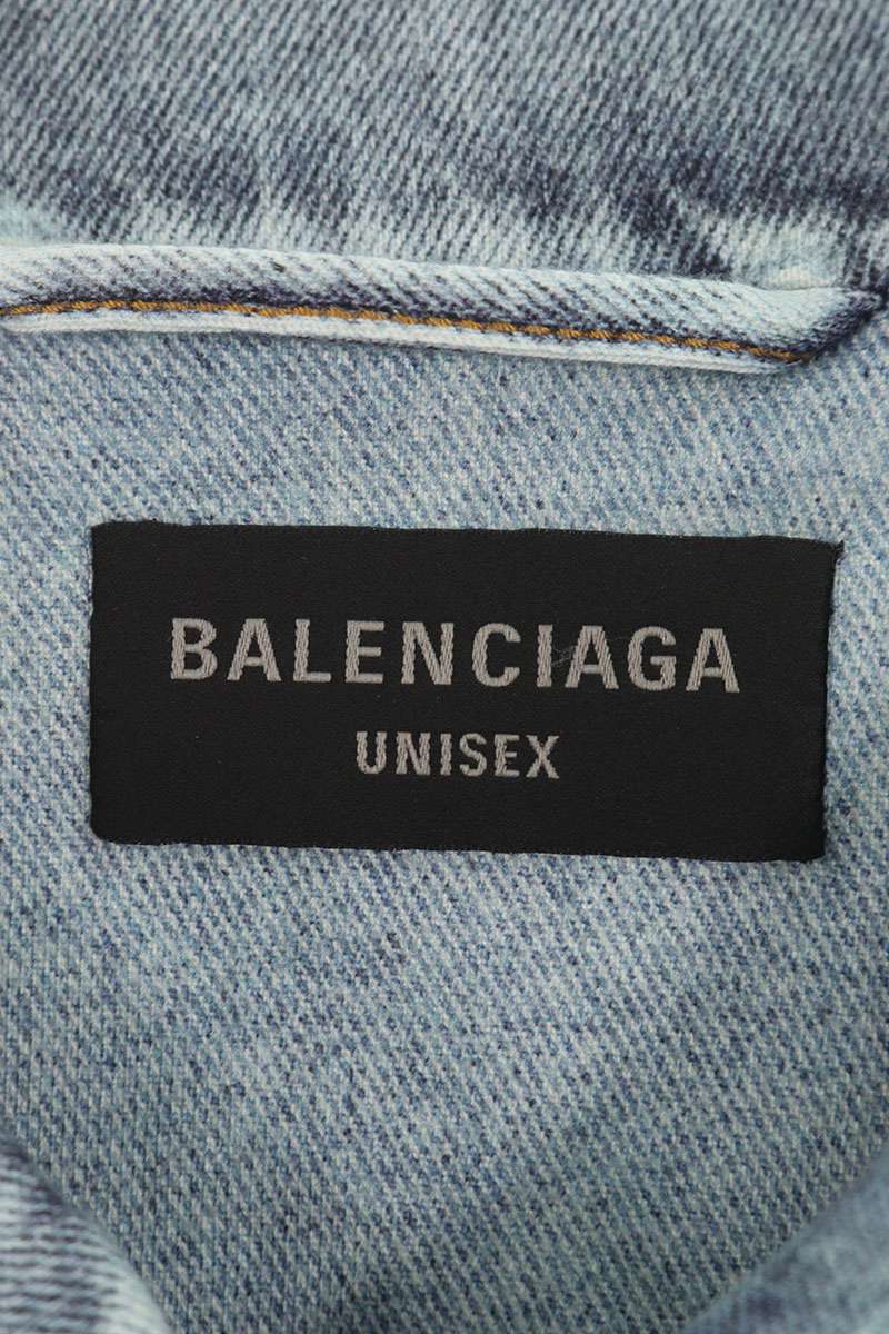 BALENCIAGA 22AW Trompe L'oeil Denim Jacket Blue Size XL