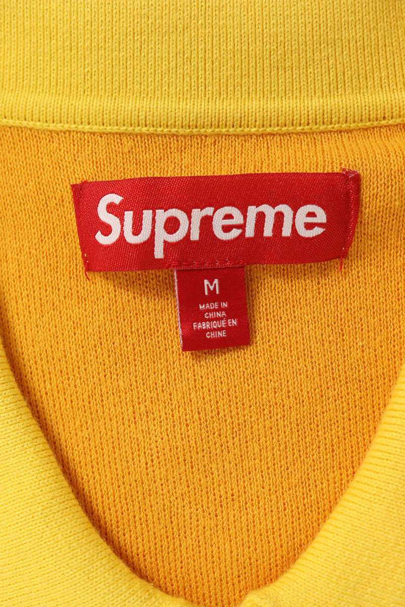 Supreme 23AW Piping Zip Up Polo Zip Up Short Sleeve Polo Shirt Yellow Size M