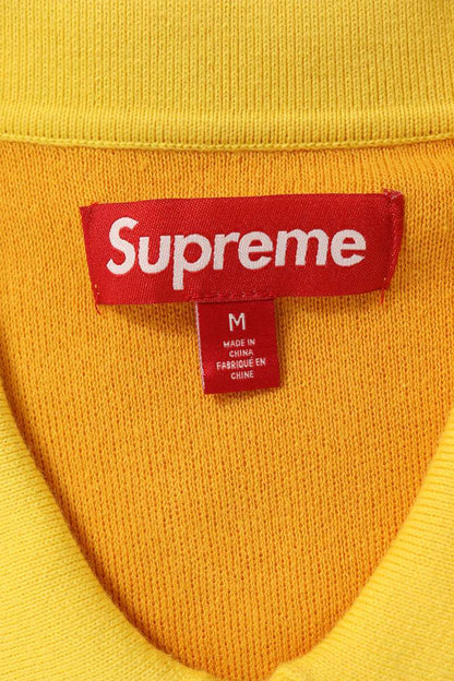 Supreme 23AW Piping Zip Up Polo Zip Up Short Sleeve Polo Shirt Yellow Size M