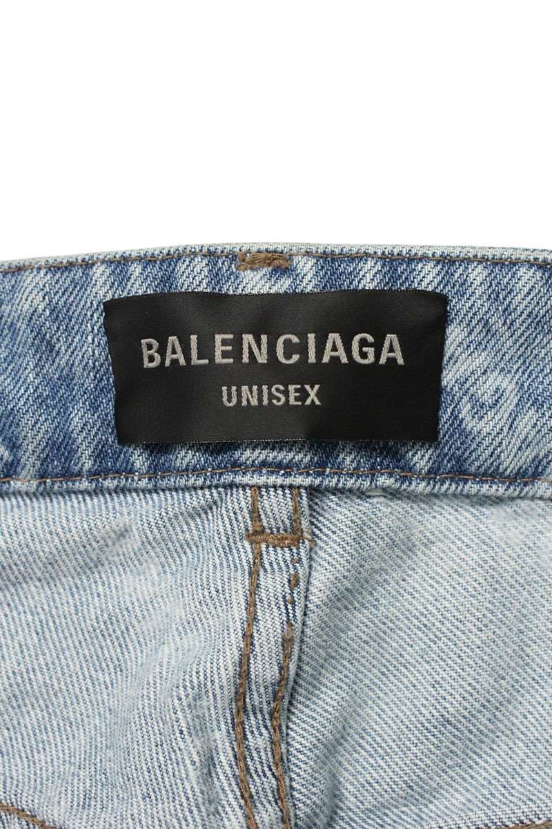 Balenciaga Logo All-Over Print Denim Pants Blue Size S