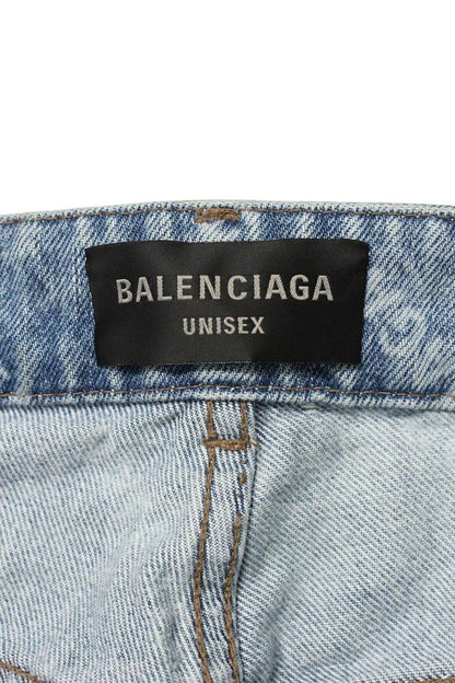 Balenciaga Logo All-Over Print Denim Pants Blue Size S