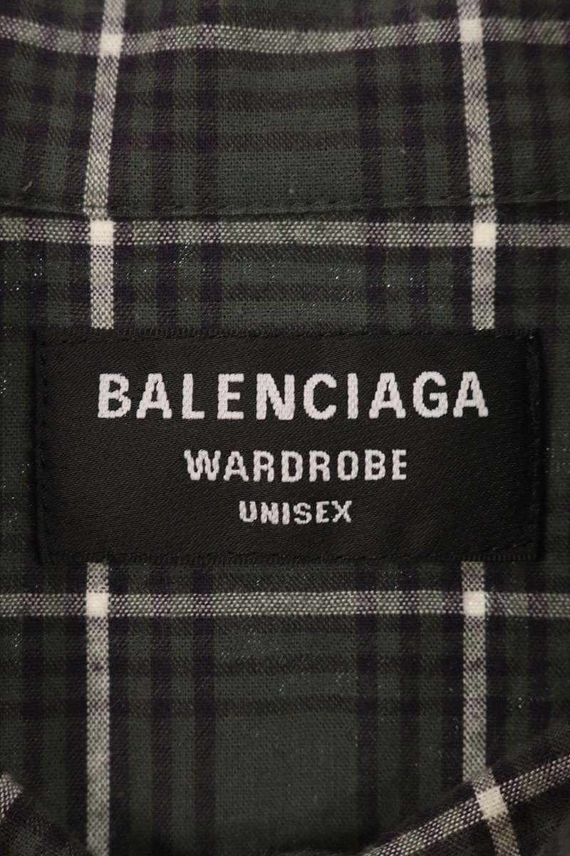 Balenciaga Logo Embroidered Long Sleeve Shirt Green Size XS