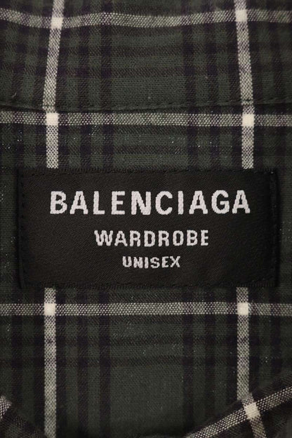 Balenciaga Logo Embroidered Long Sleeve Shirt Green Size XS