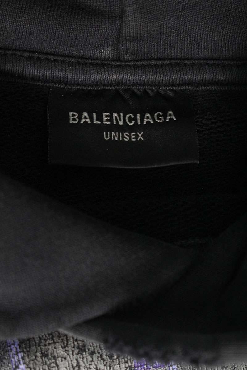 Balenciaga 23AW Patchwork Pullover Hoodie Black Size 3