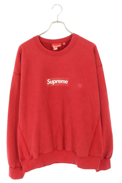 Supreme 25SS Washed Box Logo Crewneck Washed Logo Sweatshirt Red Size XL