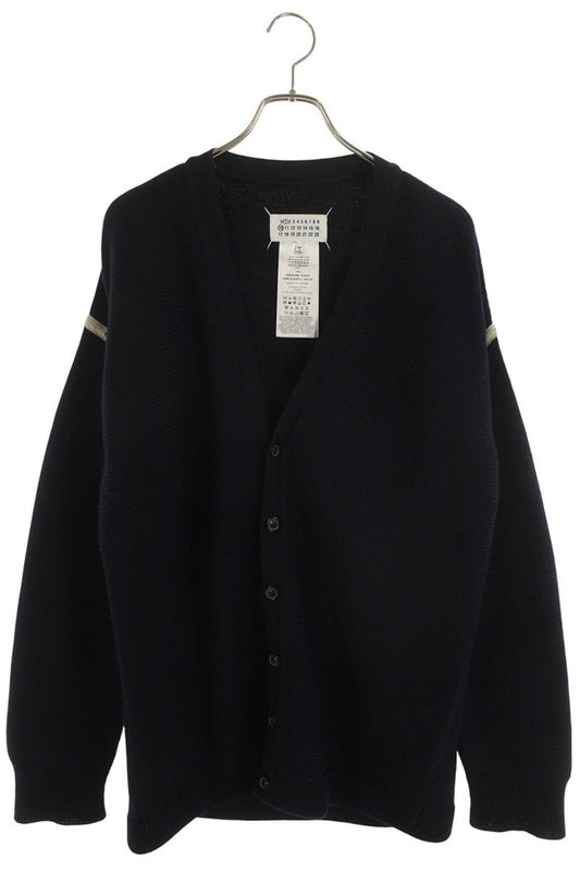 Maison Margiela 22AW Distressed Denim Elbow Patch Cardigan Blue Size S